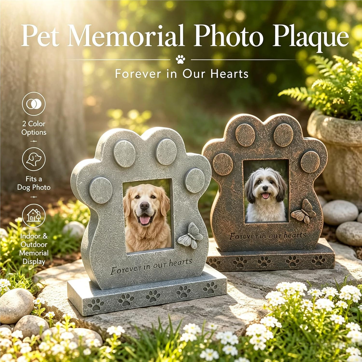 Teaeeno Dog Decor Statue Memory Stone, Pet Headstone Grave Markers