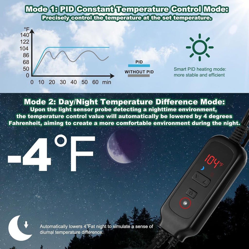 DXOPHIEX 5.5 inch Reptile Heat Lamp Fixture with Dimming Thermostat