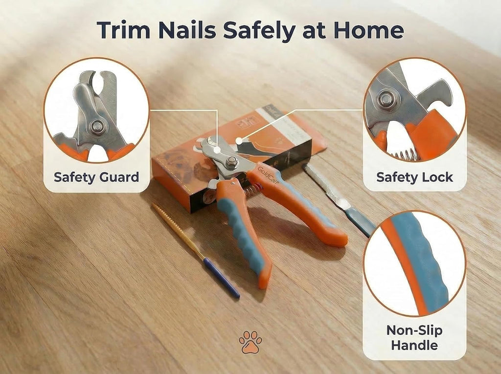 GoldCalf Professional Pet Claw Clippers Kit with Safety Guard, Diamond File for Small, Medium and Large Dogs & Cats