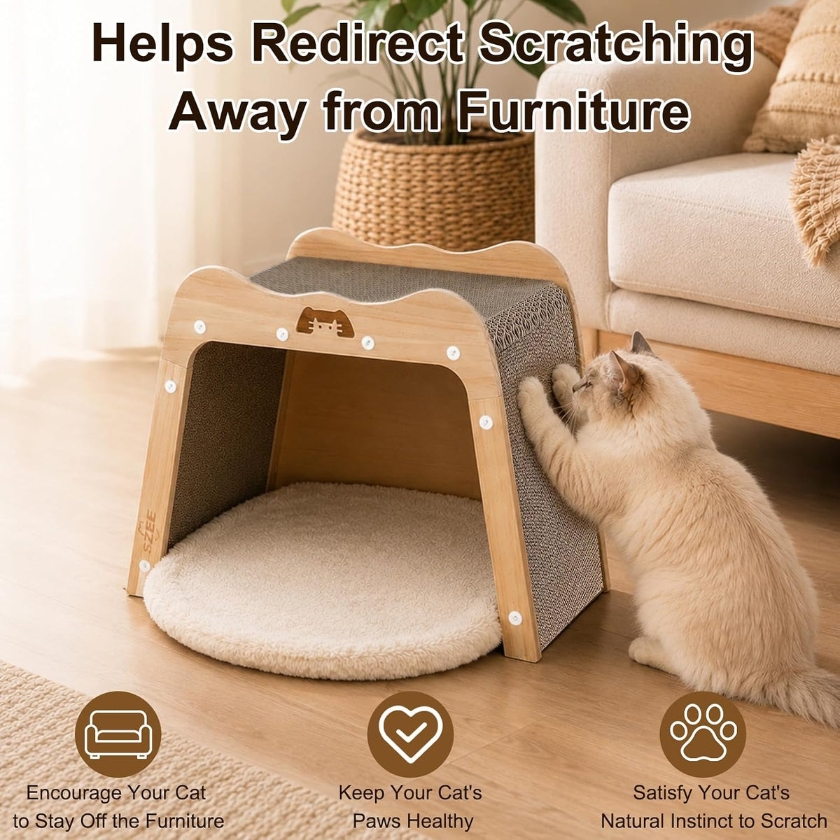 SZEE 2 Pack Cat Scratcher Pads Replacement Set for MZH09 Cat Scratch House