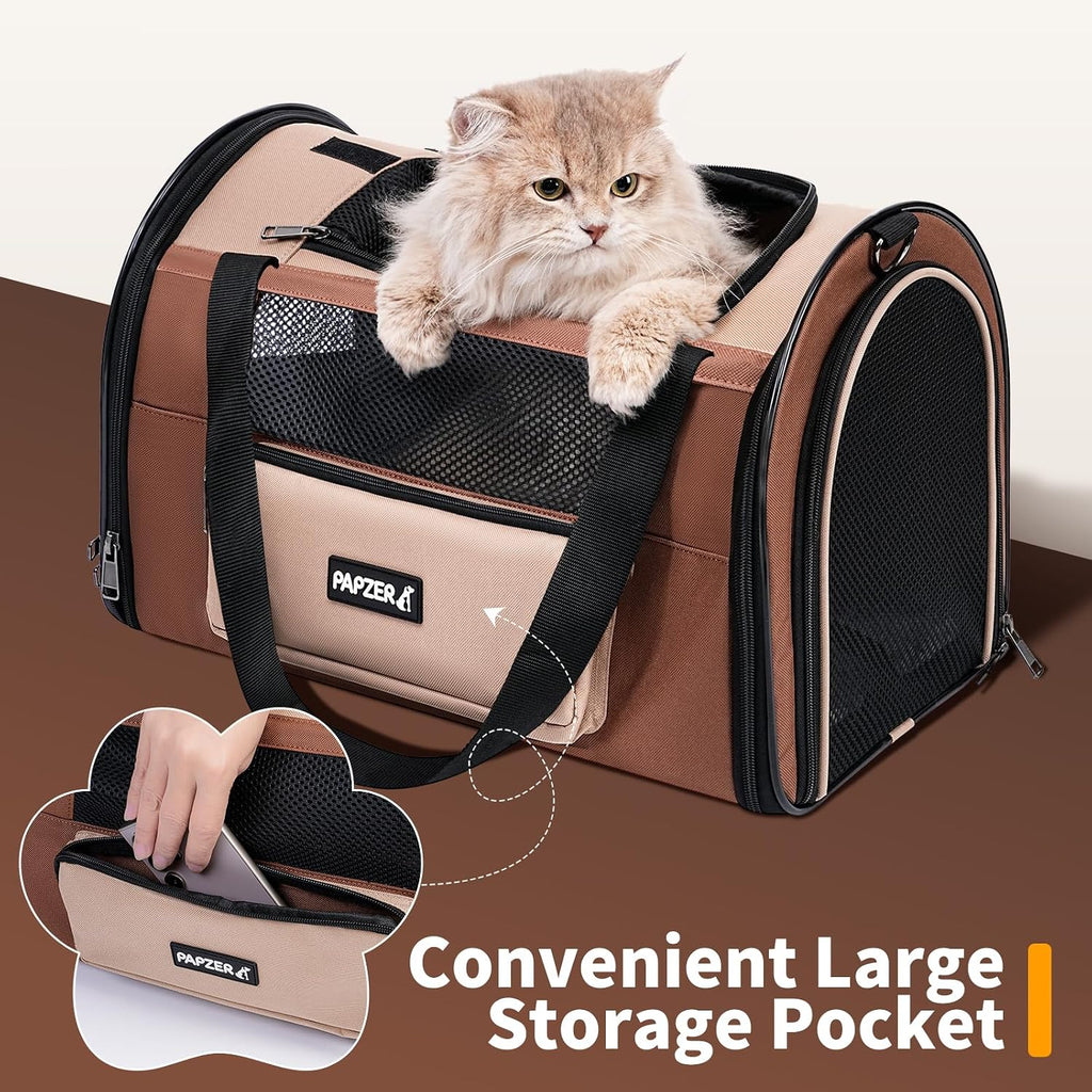Collapsible Small Pet Carrier for Cat 15 lbs with Fashion Pocket Travel Bag