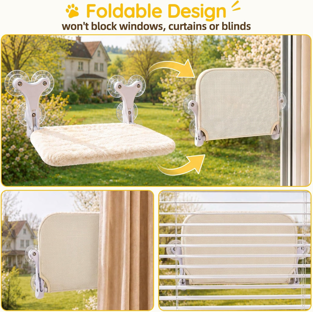 Aysoner Suction Cat Window Perch: 6 Suction Cups Sturdy Hold Up to 45lbs