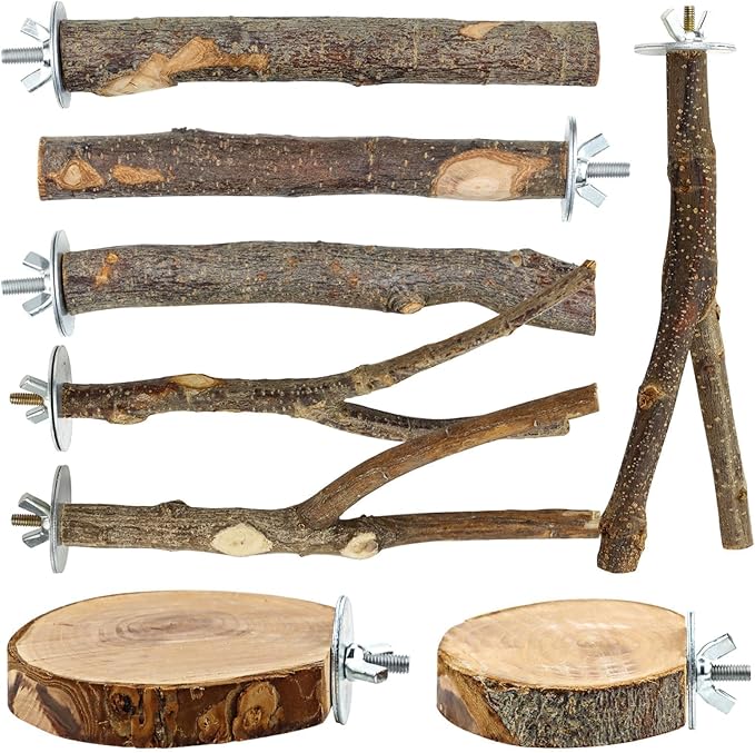 8 PCS Natural Bird Perch Set by Unknown