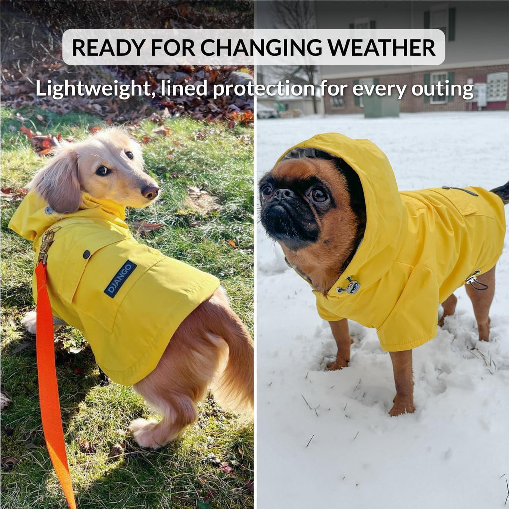 DJANGO Highland Dog Raincoat & Soft-Lined Rain Jacket - Yellow, Medium