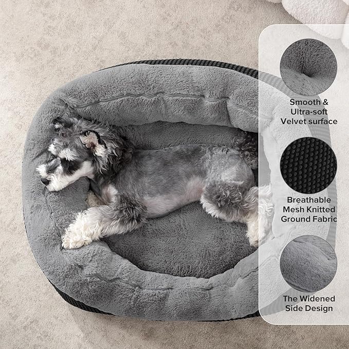 INVENHO Small Dog Bed Washable Orthopedic Calming Warming Durable Pet Bed - Image 2