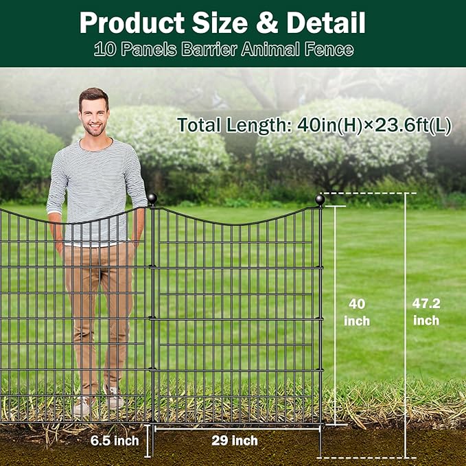 10 Panels No Dig Dog Fence Outdoor - Image 2