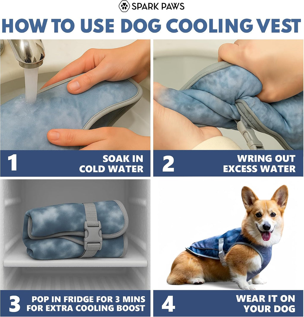 Spark Paws Dog Cooling Vest - Evaporative Summer Cooling, SPF-50 Protection
