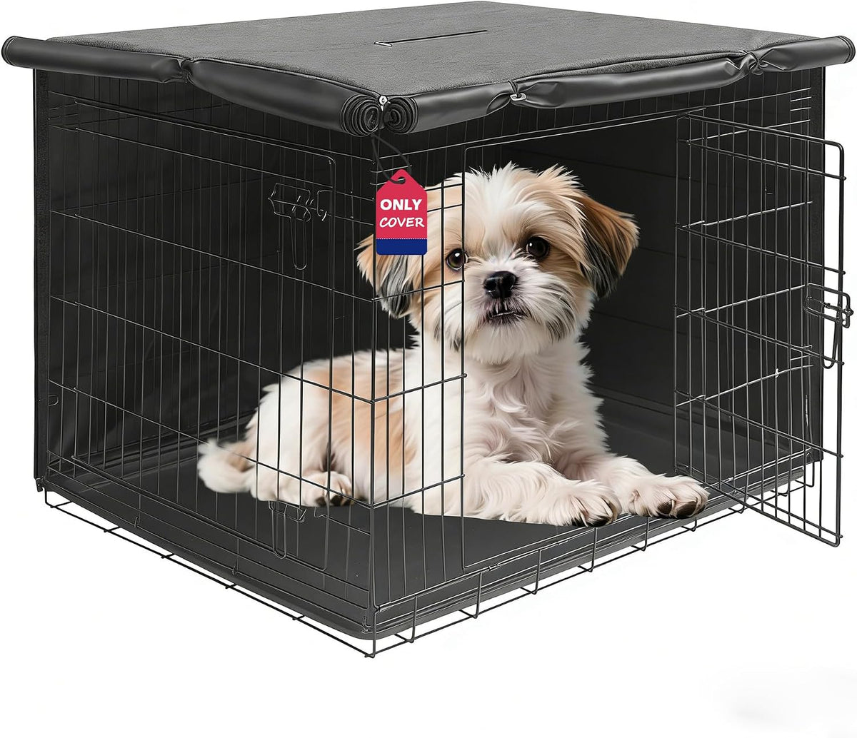 36-Inch Dog Crate Cover with Mesh, Waterproof Kennel Cover, Black