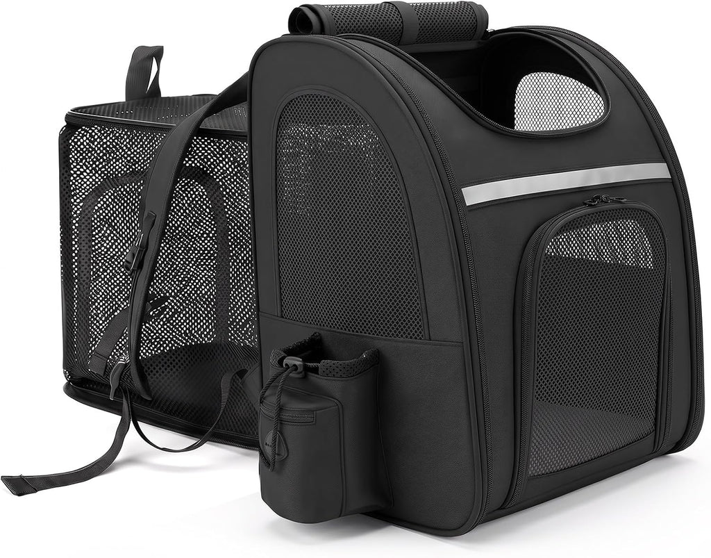 Cat Carrier Backpack Expandable Pet Carrier with Breathable Window (Black)