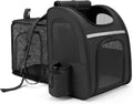 Cat Carrier Backpack Expandable Pet Carrier with Breathable Window (Black)
