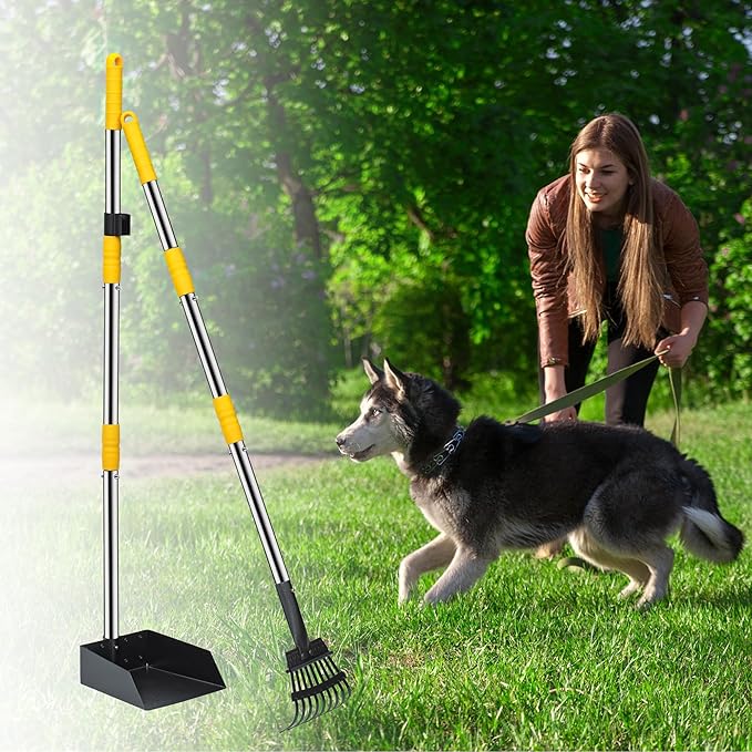 Niubya Pooper Scooper for Dogs, Metal Poop Scooper Tray and Rake Set - Image 6