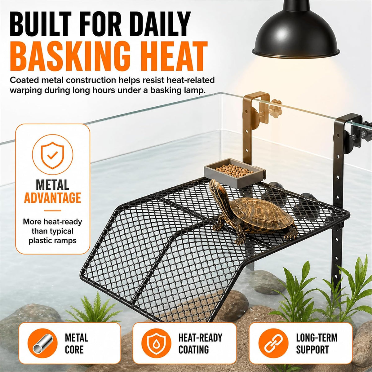 11 x 11.5 Inch Hanging Turtle Basking Platform with Ramp & Tray