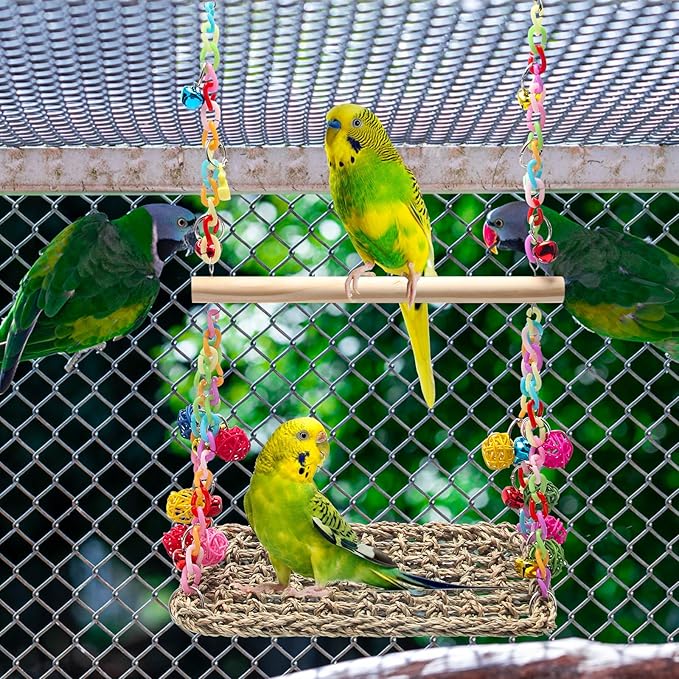 Bird Swing Toys Coolrunner Bird Hammock Bed Hanging Swing Nest Cotton Weave - Image 7