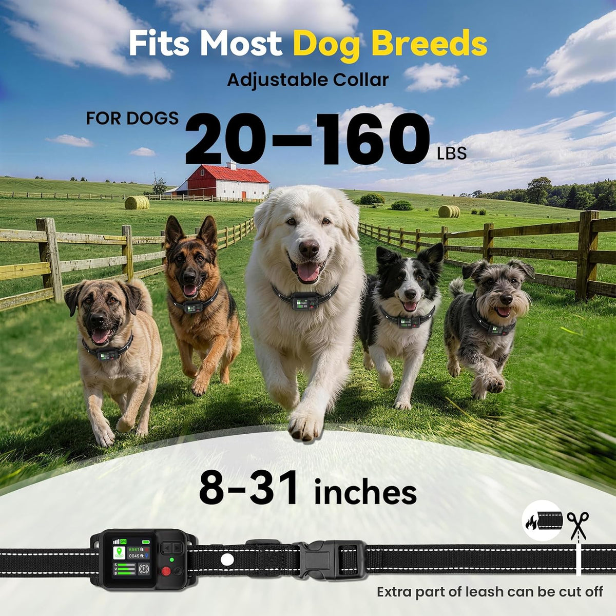 ATESON GPS Wireless Dog Fence System, Electric Dog Fence with GPS Collar