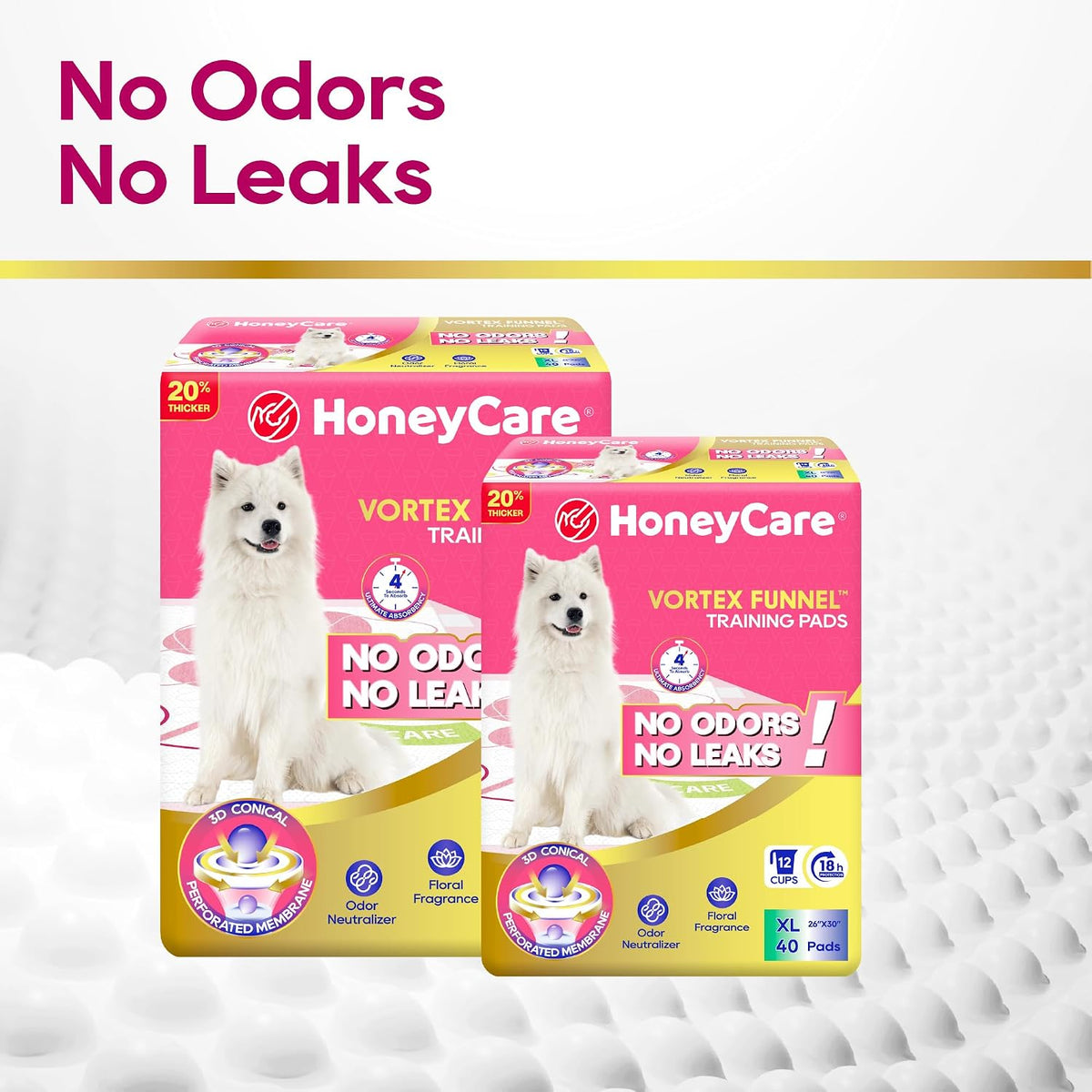 HoneyCare Vortex Funnel Pink Printed Training Pads XL 26x30 in, 40ct