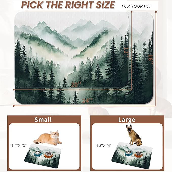 Misty Forest Mountain Dog Food Mat - Image 2
