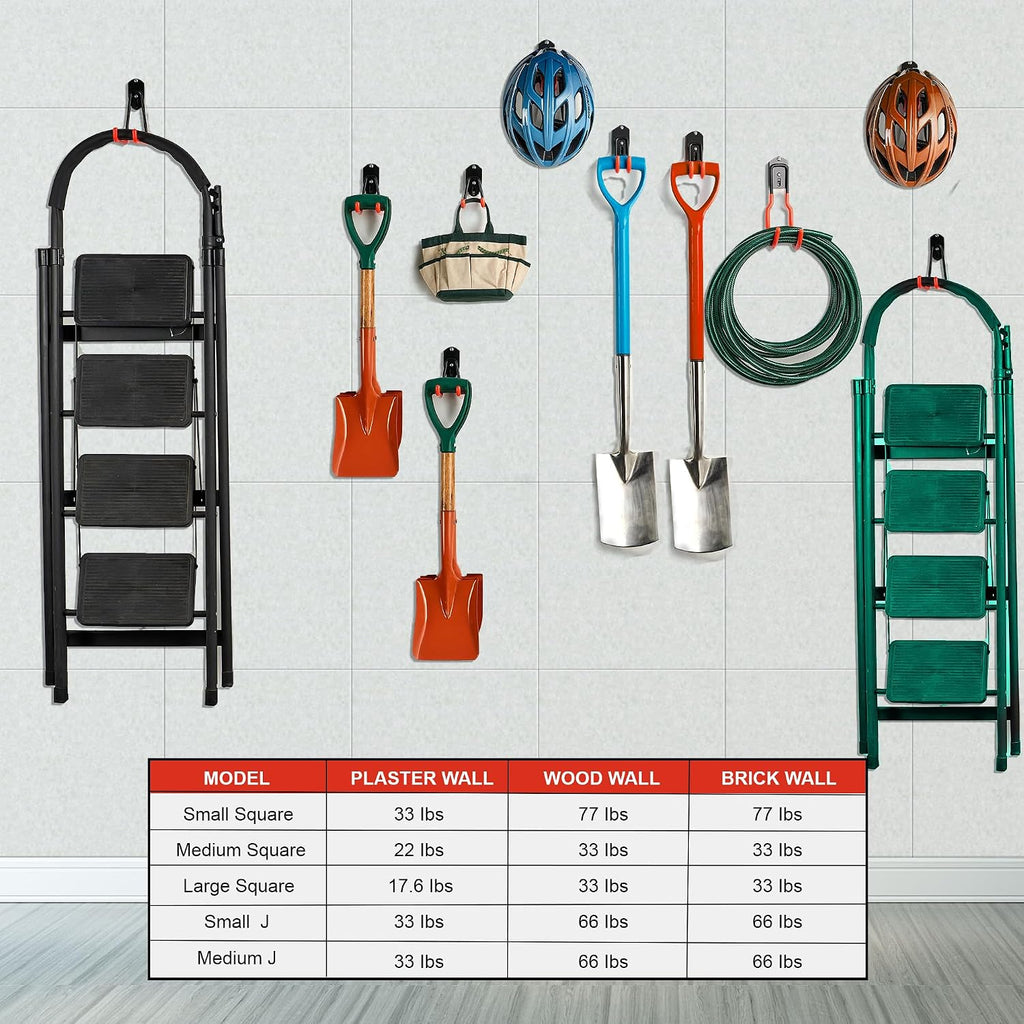 Wallmaster Garage Hooks Organizer Kit, 12 Pack Adjustable Shelving Hooks
