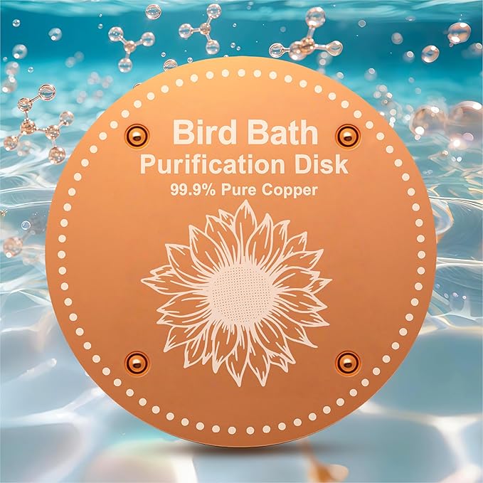 Bird Bath Purification Disk Pure Copper Outside Winter Solar Power Birdbath by OICEME