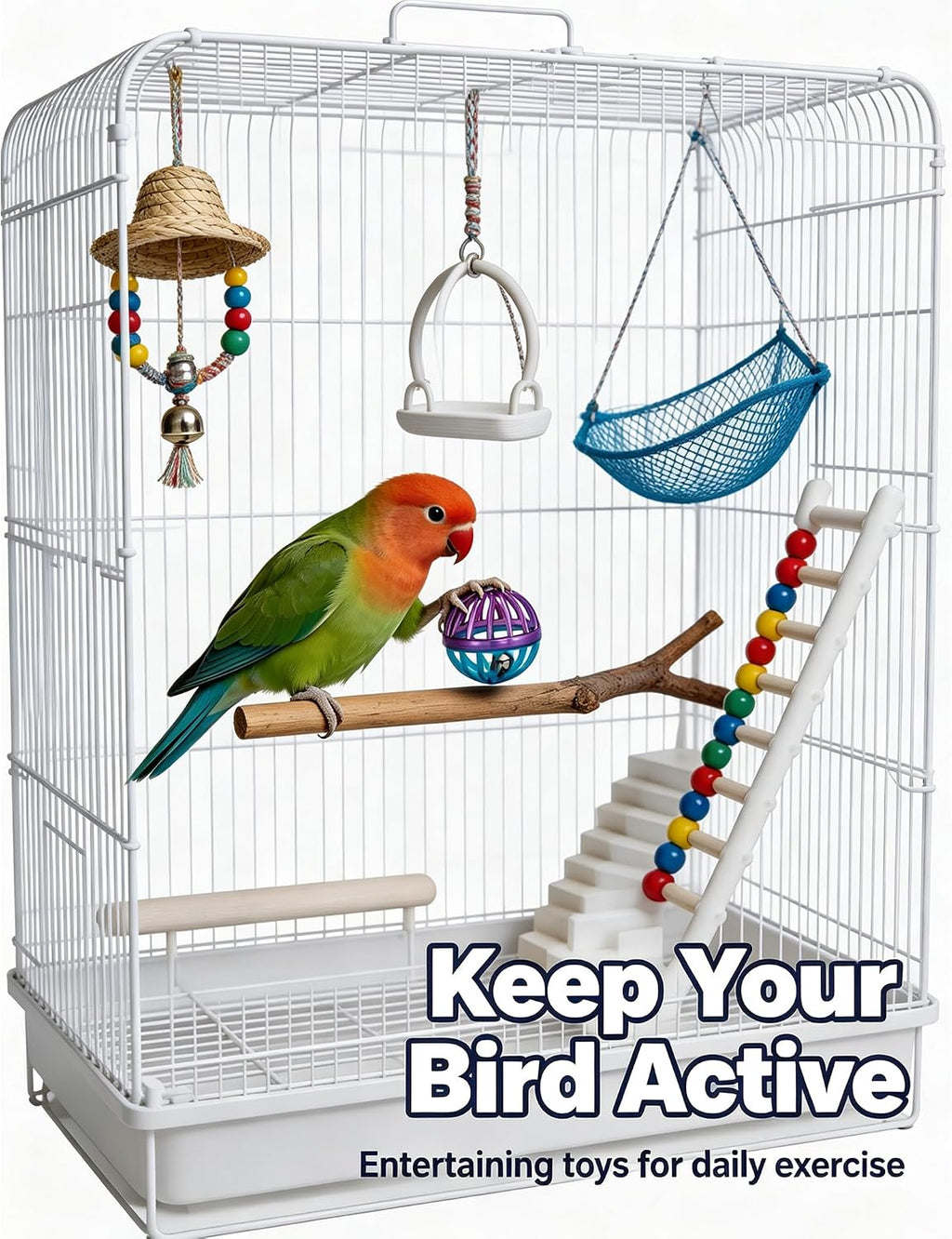 Plush Rectangular Bird Nest Hut with Metal Hanging Rings for Parrots