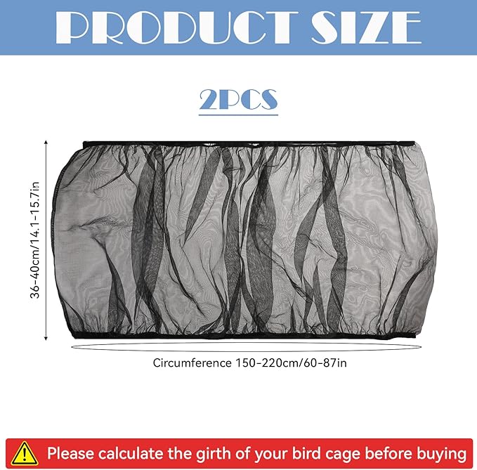 Bird Cage Cover 2 Pcs Universal Bird Cage Seed Catcher Parrot Nylon Mesh Net - Image 2