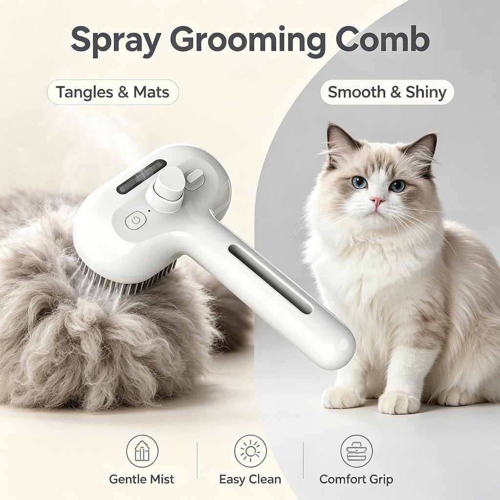 Steam Spray Pet Brush Dog Cat Grooming Comb For Shedding Floating Hair