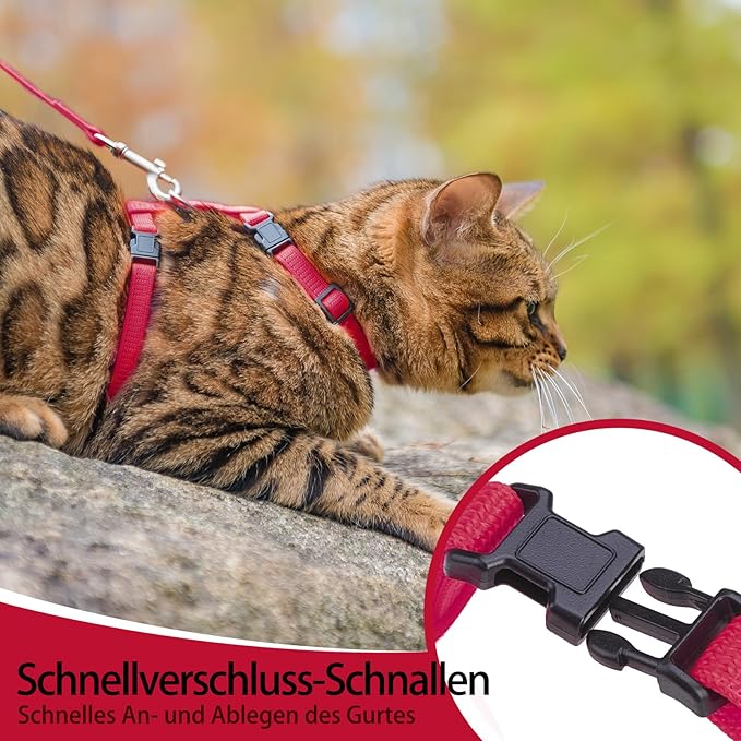 PUPTECK Adjustable Cat Harness and Leash Set Escape Proof Kitten Strap Collar - Image 3