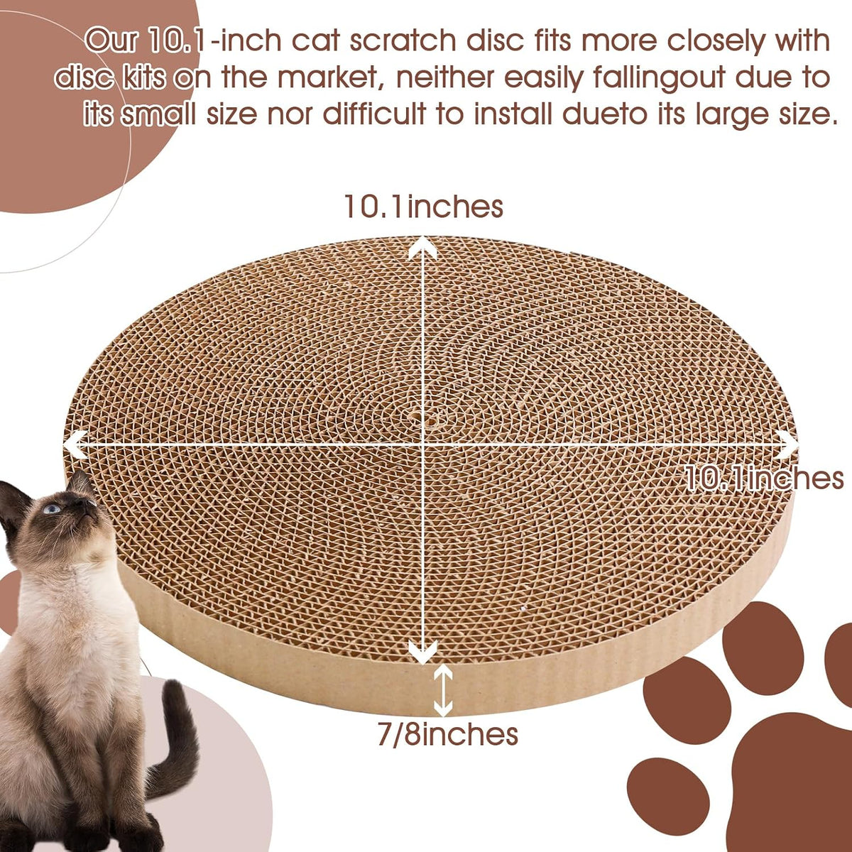 Round Cat Scratcher Refill 10 inch Diameter 7/8 Inch Thickness Circle Cardboard Cat Scratcher Replacement Pads Cat Scratching Boardcat Scratcher Pad for Indoor，3 PCS
