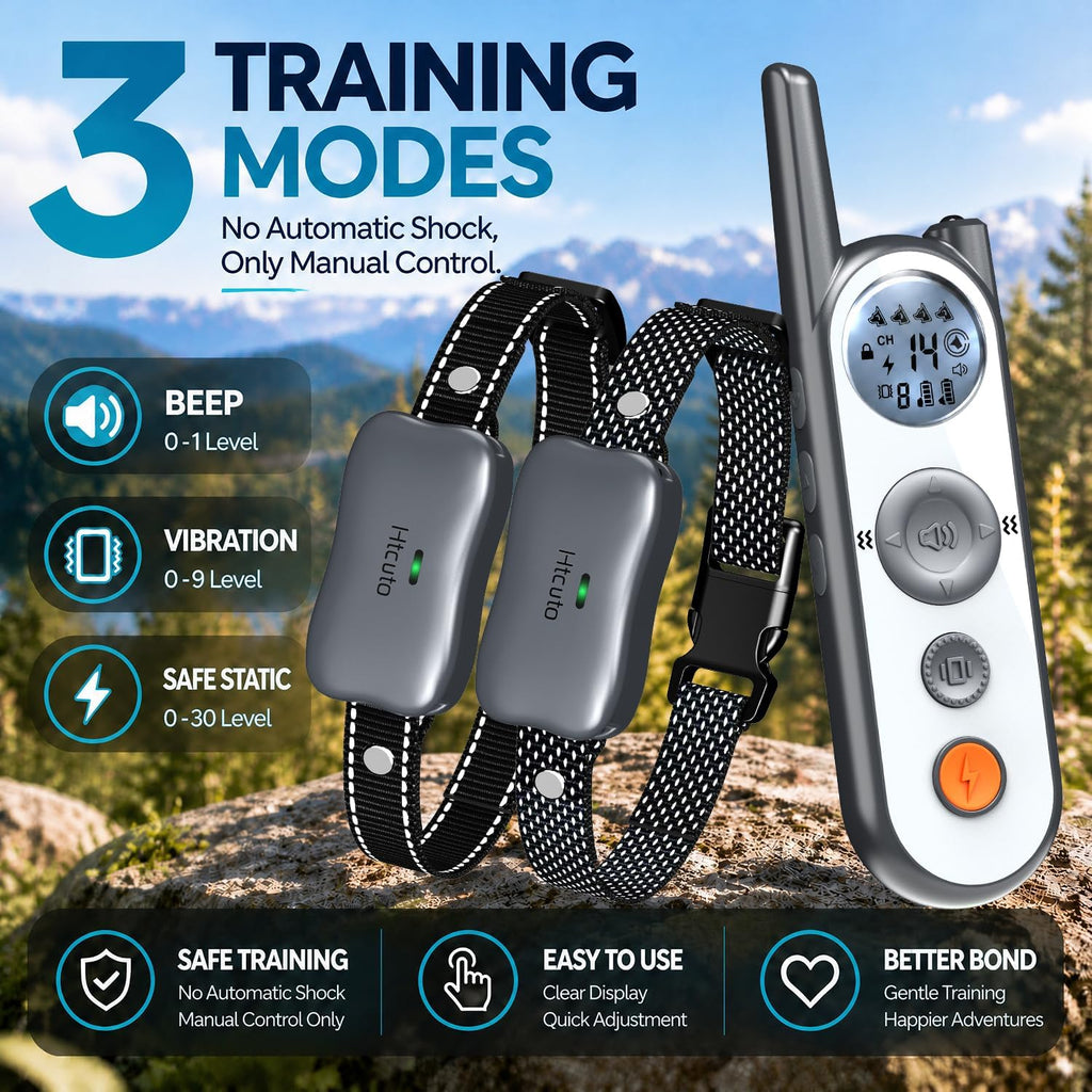 Htcuto Wireless Dog Fence for 2 Dogs - Multi-Mode Electric Dog Fence