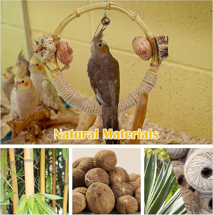 Circle Bird Swing with Bell, Bamboo Parakeet Rope Perches - Image 6