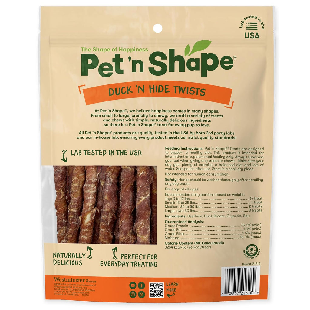 Pet 'n Shape Duck 'n Hide Twists, Duck Wrapped Rawhide Dog Treats, 16 oz