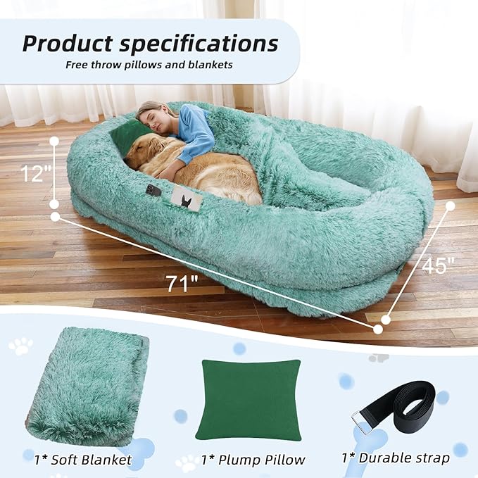 Human Dog Bed, Washable Faux Fur Pet Bed - Image 5