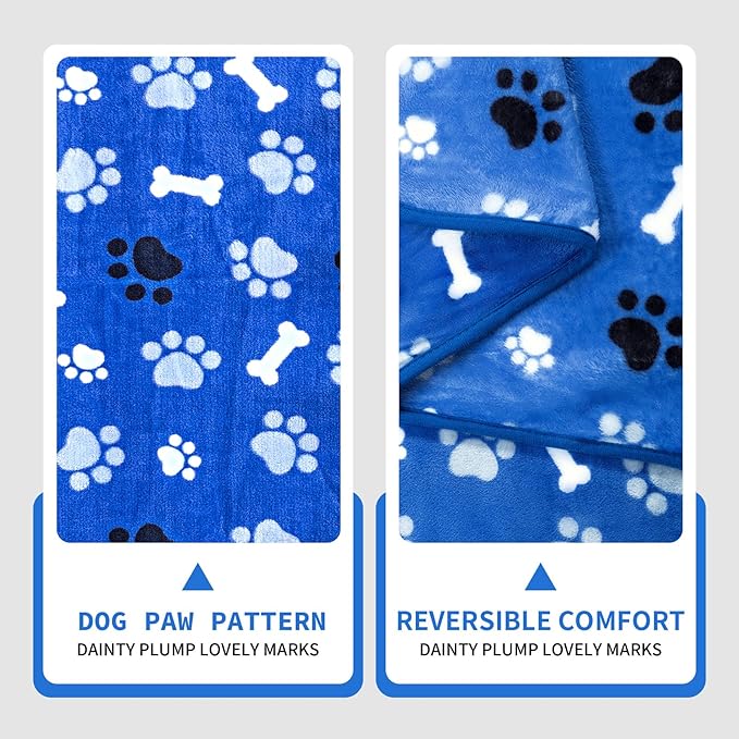 Dog Blanket Paw Bone Pattern 1 Pack 1 Super Soft Warm Flannel Sofa Cover Car - Image 4