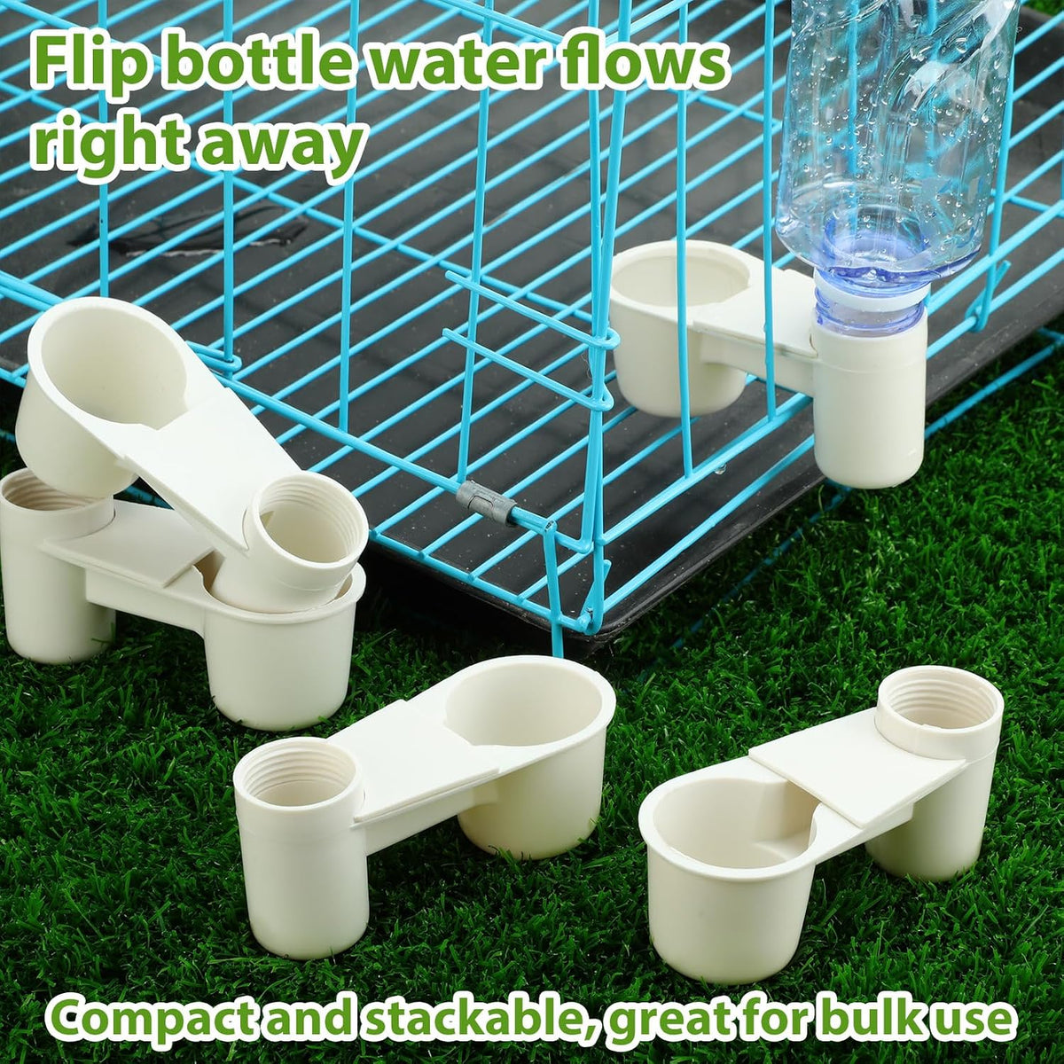 LemonRoad 24 Pcs Bird Drinker Feeder Cups Plastic Water Bottle Cup for Cage Ideal for Pigeon Bottle Chicken Quail Poultry Waterer Accessories (White)