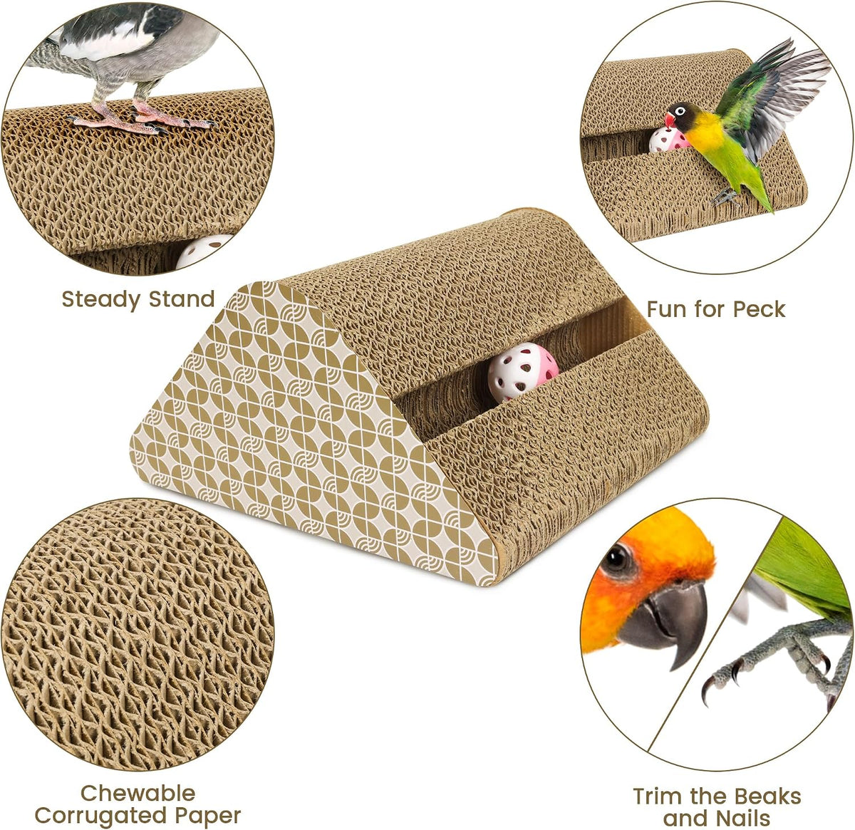 OSWINMART Parrot Cardboard Toy with Jingle Ball
