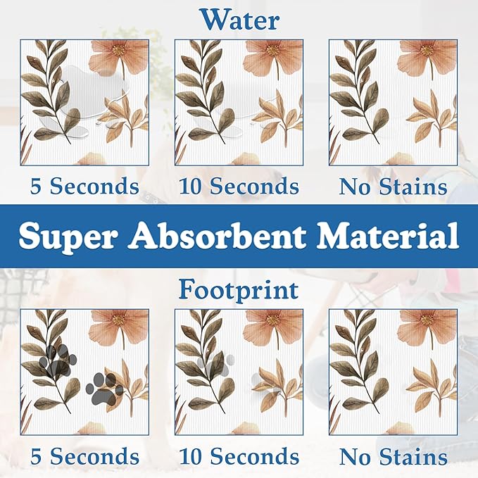 Floral Palm Leaves Dog Cat Food Mat–Christmas Stocking Absorbent Waterproof - Image 3