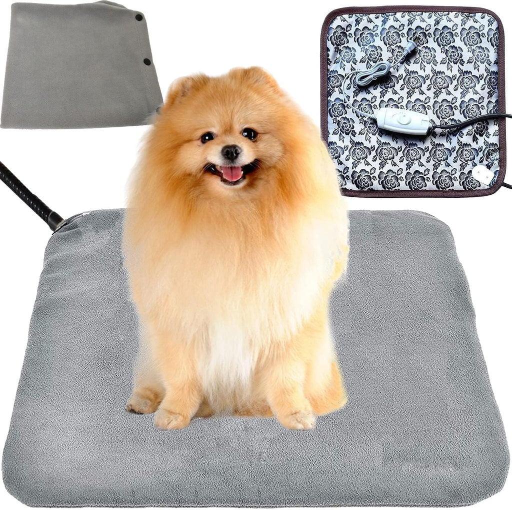 Pet Heating Pad for Large Dogs & Cats - 34"x21" Waterproof Heated Bed with Chew-Resistant Cord, Adjustable Temperature & Removable Washable Cover