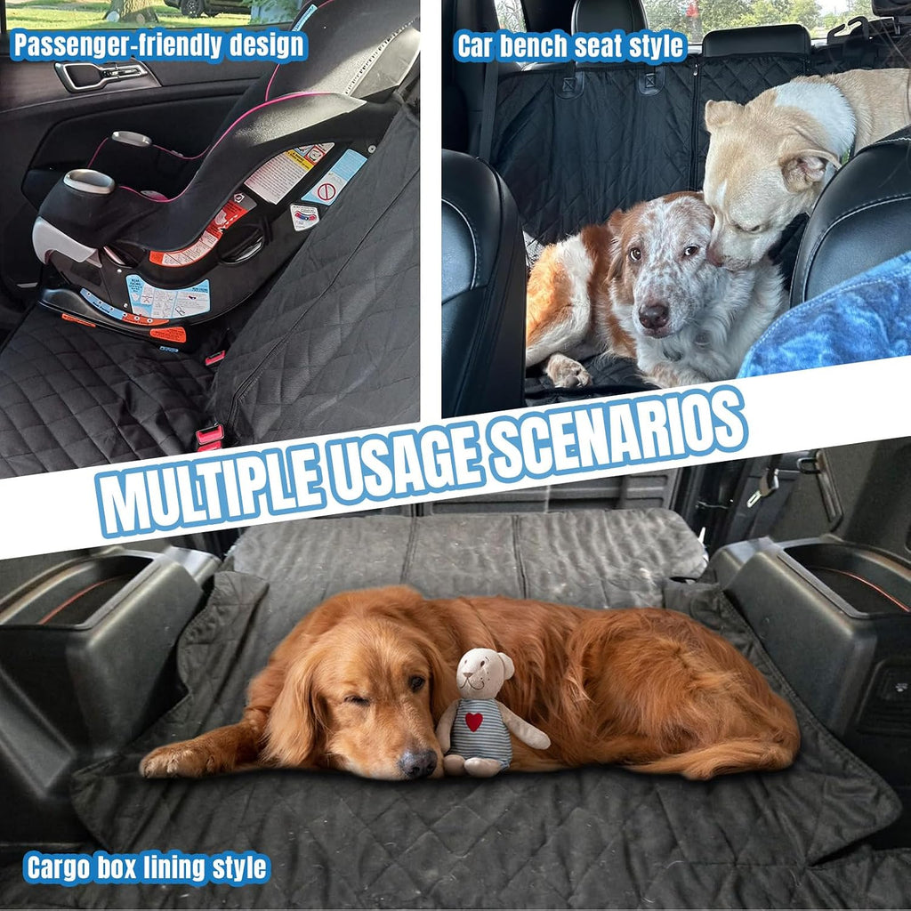 Dog Car Seat Cover for Backseat, Scratchproof & Waterproof Pet Bench Car Seat Covers, Auto Rear Seats Cover Fits Armrest & Seatbelt, Nonslip Backseat Protector for Cars Trucks SUVs