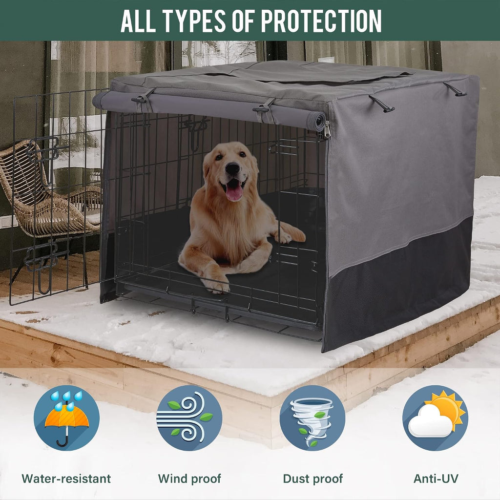Rachmi 36" 600D Canvas Privacy Dog Crate Cover, Water Resistant Windproof