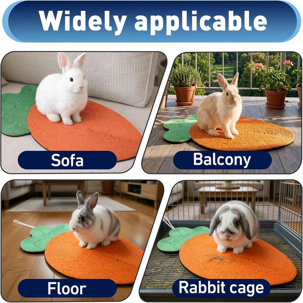 Rabbit Scratching Pad - Carrots, Natural Sisal Rabbit Pad for Claw and Teeth Care, Chewing, Sleeping and Nesting, Bunny Scratch Mat for Most Small Animals - Indoor & Cage