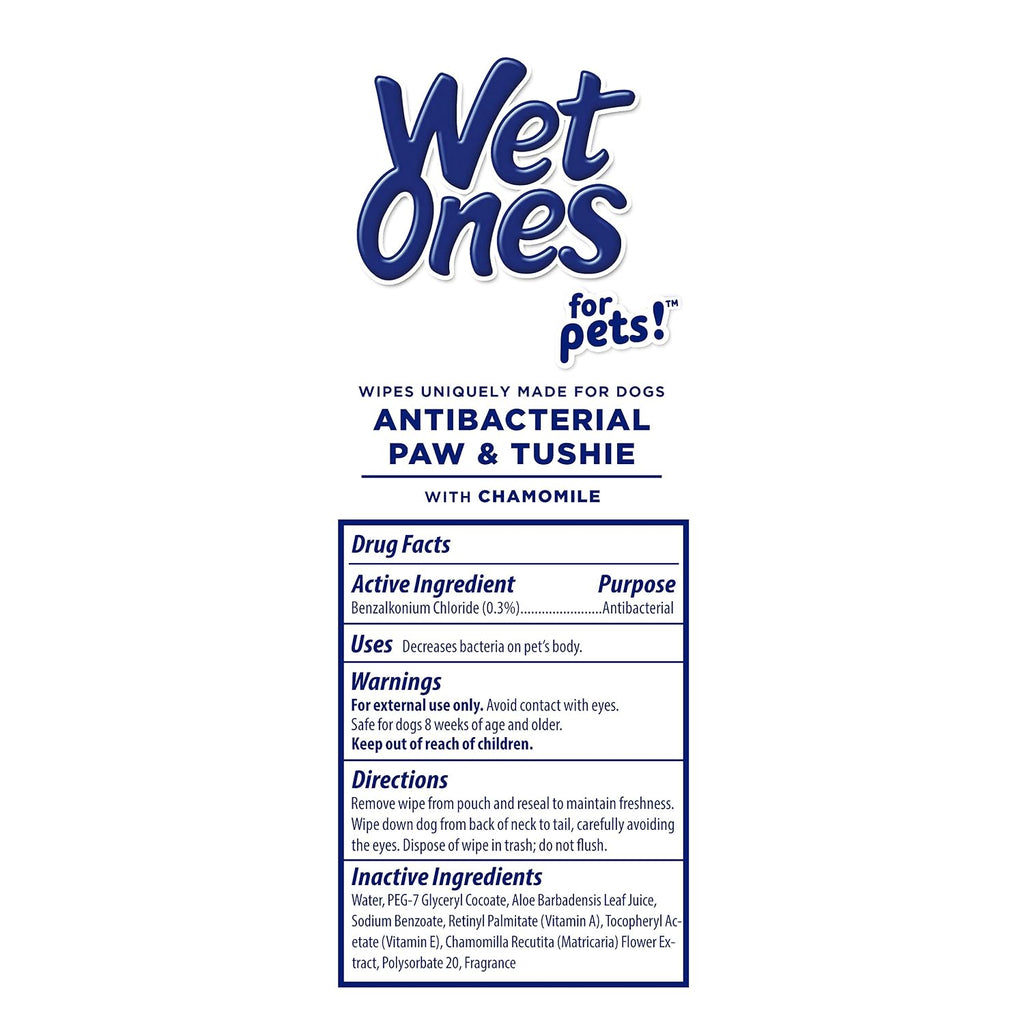 Wet Ones for Pets Paw and Tushie Dog Wipes, Tropical Splash, 30 Ct, 8-Pack