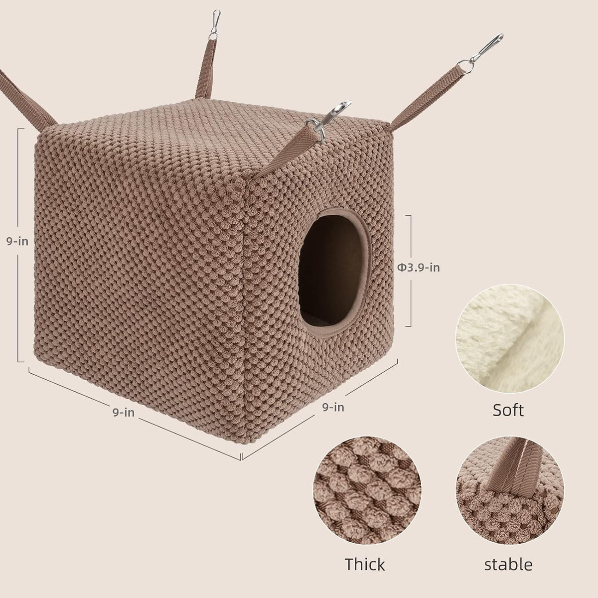 Niteangel Ferret Cozy Swing Hammock - Hanging Beds for Ferrets Rats Chinchilla Sugar Gliders or Other Small Animals (Chocolate)