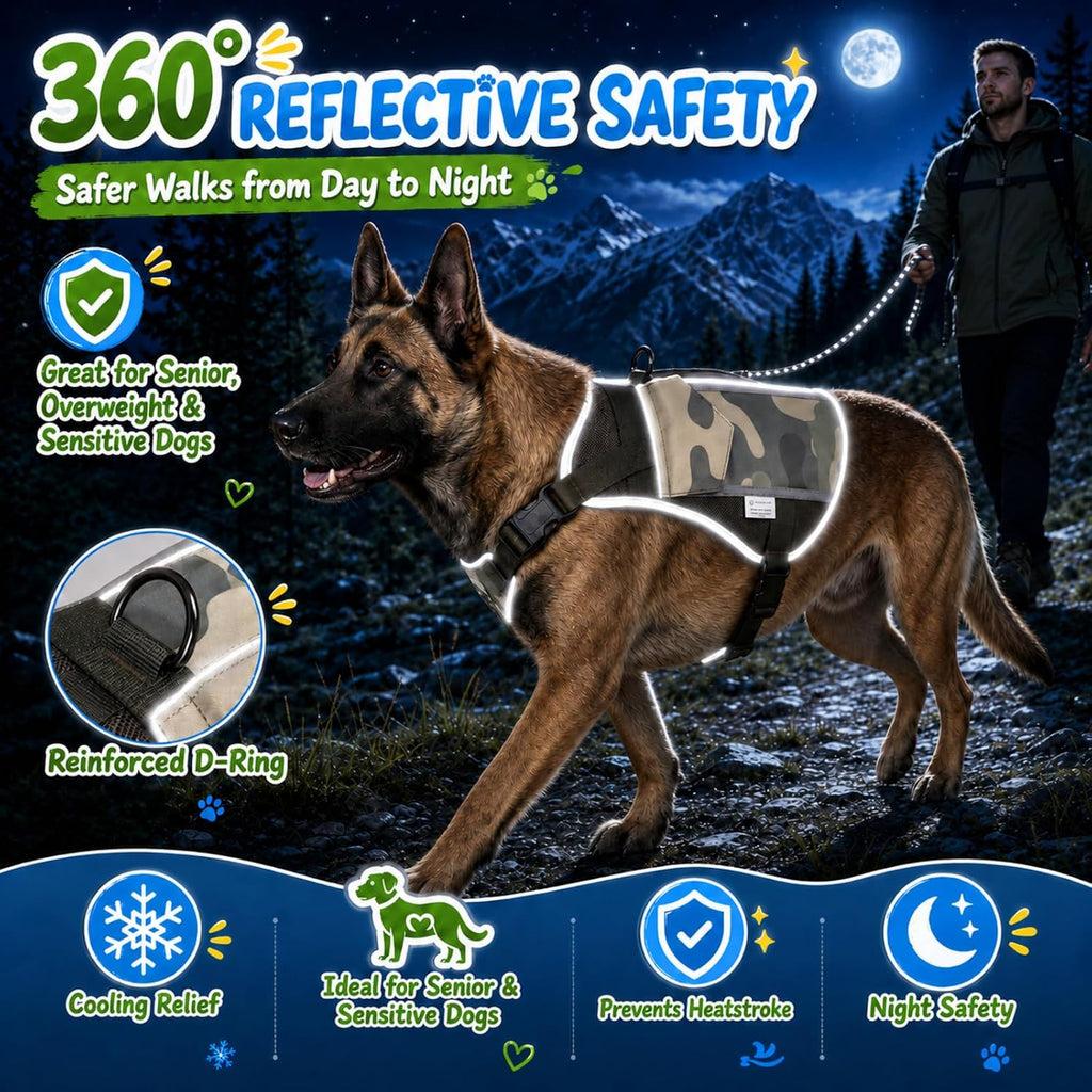 Cooling Dog Vest Harness with 4 Reusable Ice Packs, Helps Dog Heat Relief