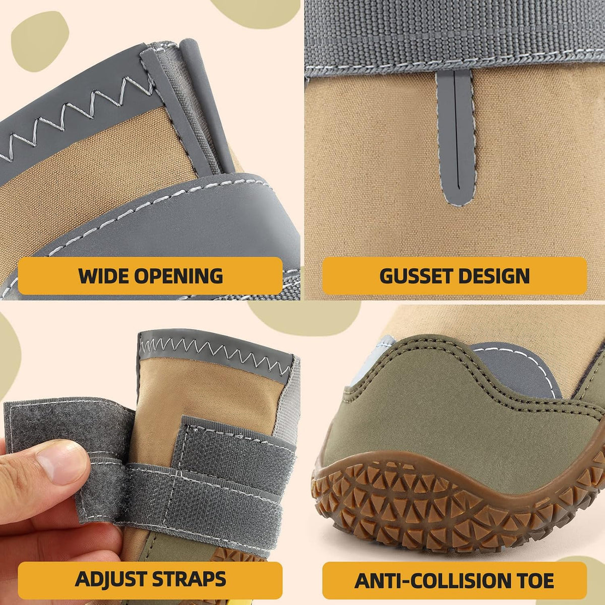 Dog Boots for Large Dogs, Medium Dog Boots & Paw Protectors for Hardwood Floors, Outdoor Dog Booties for Hot Pavement Winter Snow Hiking, Dog Shoes with Reflective Strips