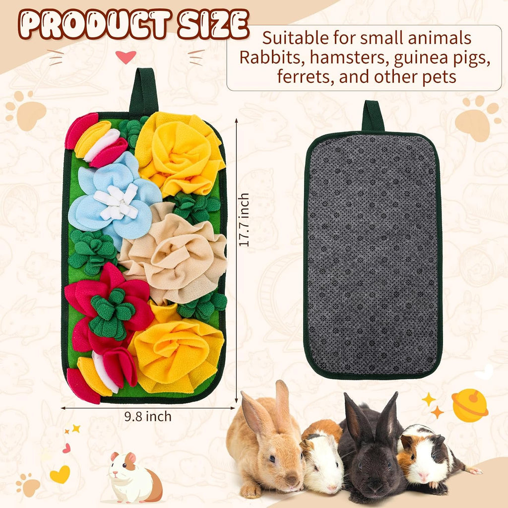 Yinkin 2 Pcs Rabbit Foraging Snuffle Mat for Small Animals Puzzle Toys Funny Interactive Nosework Feeding Mat for Bunny Hamsters Guinea Pigs Ferrets Chinchillas (17.7 x 9.8 Inches,Fashion Styles)