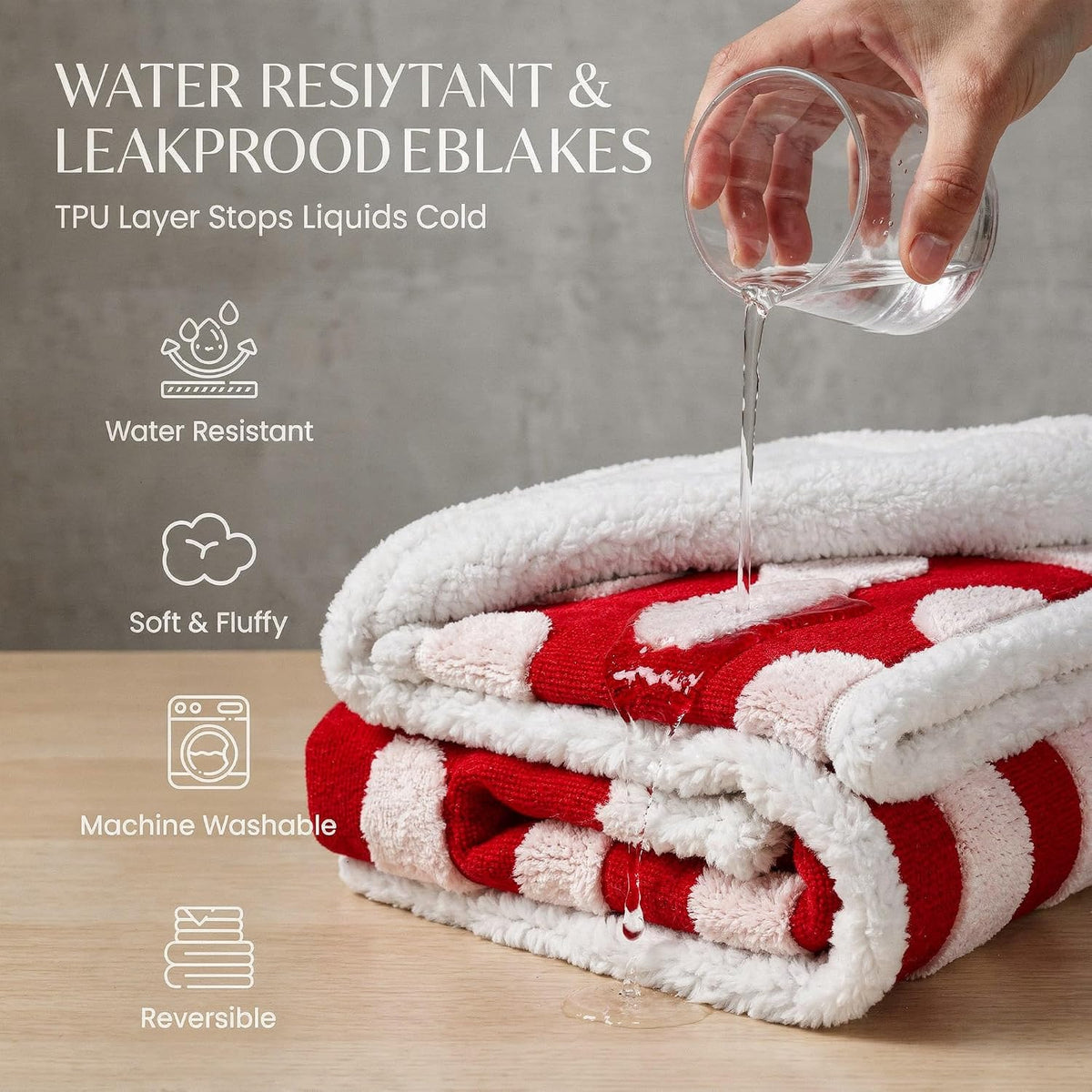 Waterproof Pet Blanket,Dog Bed Covers Small Throw for Puppy Cats Stylish Jacquard Pets Couch Sofa Furniture Protection Washable Reversible Covers (Red Wave,XS)