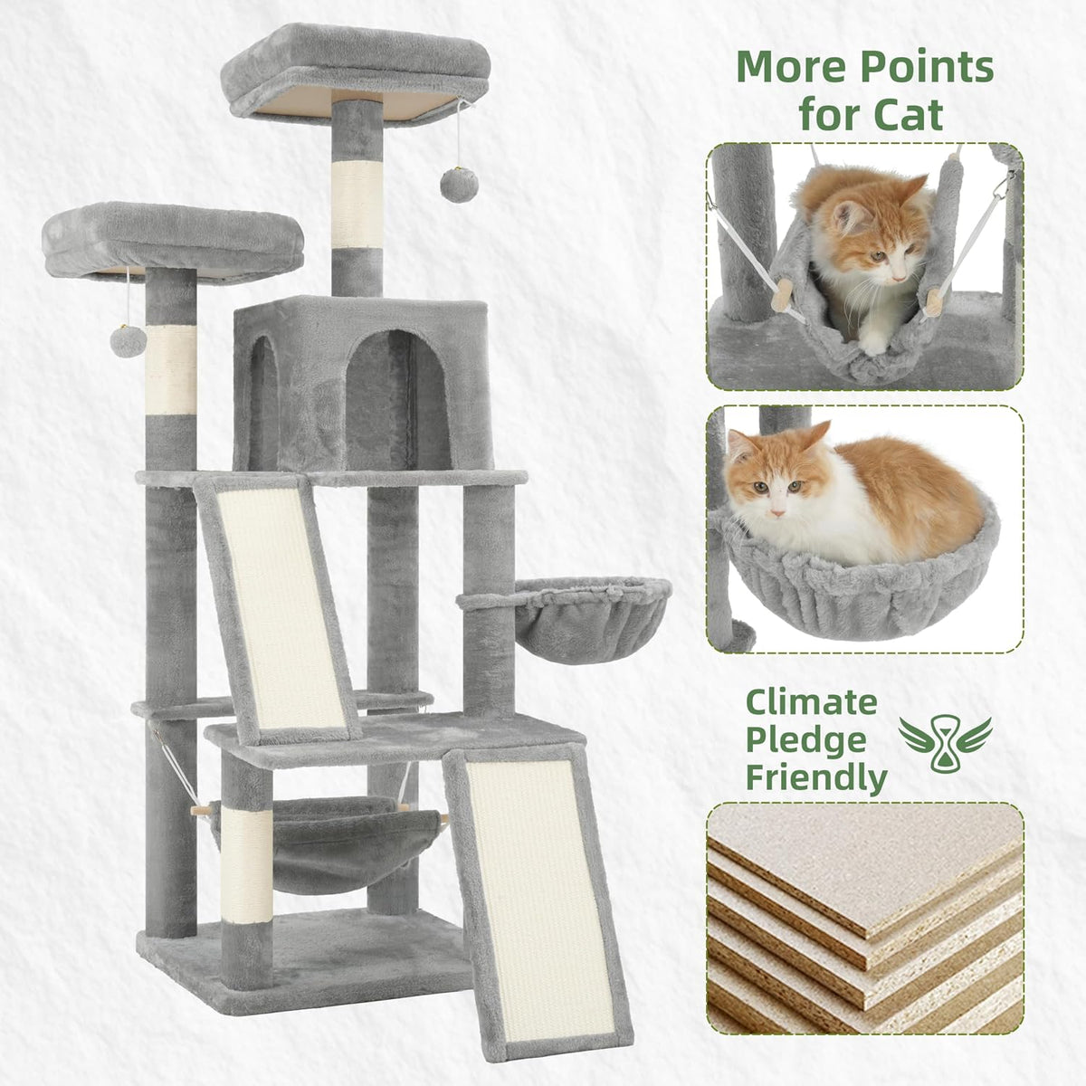 Cat Tree Tower Multi-Level with 2 Scratching Boards, GCT022W