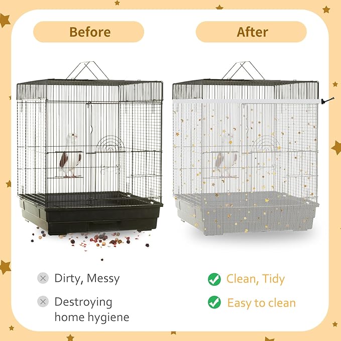 Bird Cage Cover, 60-118'' Large, 31.5'' H Adjustable Nylon Mesh Net, Soft Airy - Image 4