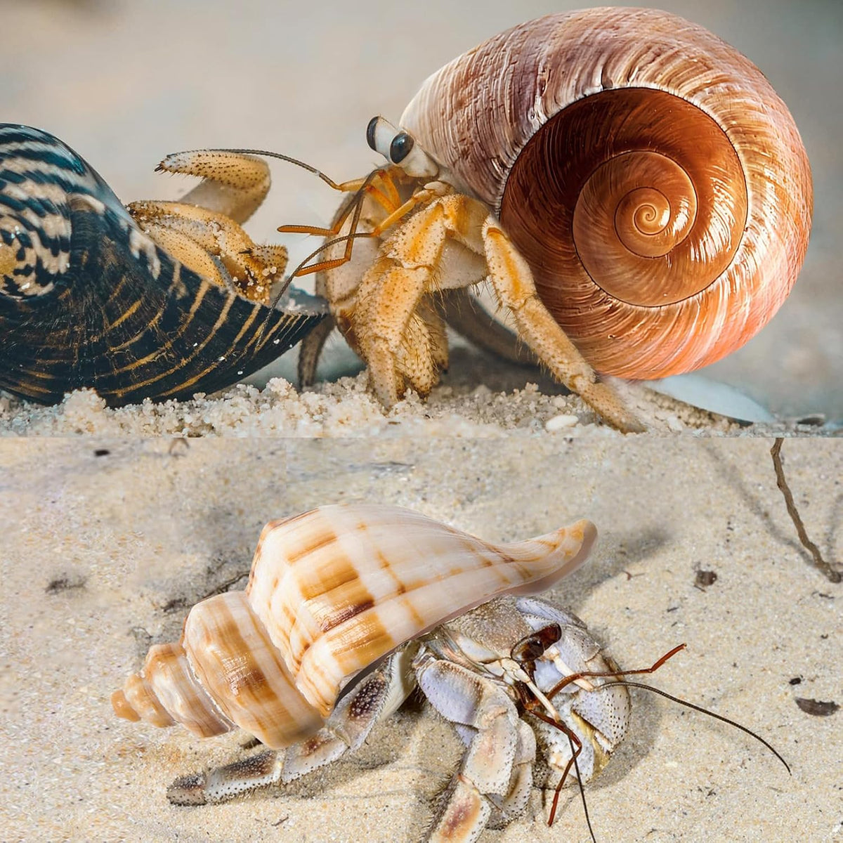 6PCS Hermit Crab Shells Medium to Large 2.3"-3.5" Shells, Opening 1"-2.1"