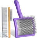 Slicker Brush for Dogs - 3-Piece Grooming Brush Set, Purple