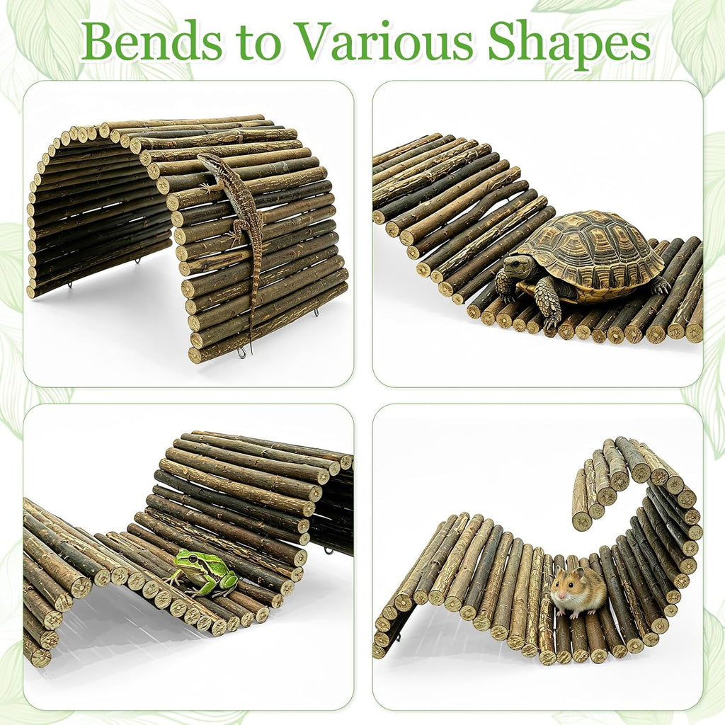 Reptile Hideout Bearded Dragon Bendable Bridge with Green Plants